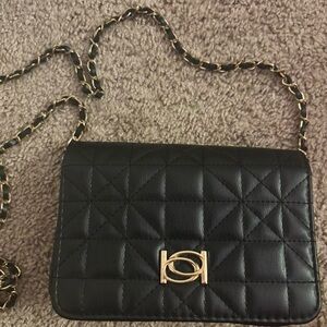 Black Quilted Leather Chain Bag